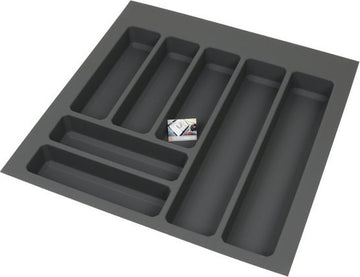Kunststof bestekbak met antislip, antraciet - Breedte 48.5-53 cm - Diepte 46-53 cm - Besteklade op maat te maken