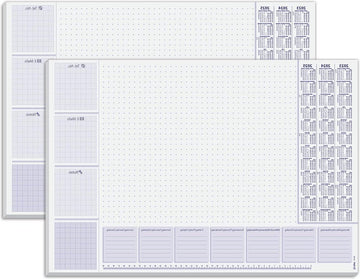 Papieren bureauonderlegger met 3-jarige kalender en weekplanner A2 (595 x 41 cm) 80 g/m² 30 vellen 2 stuks. deskpad