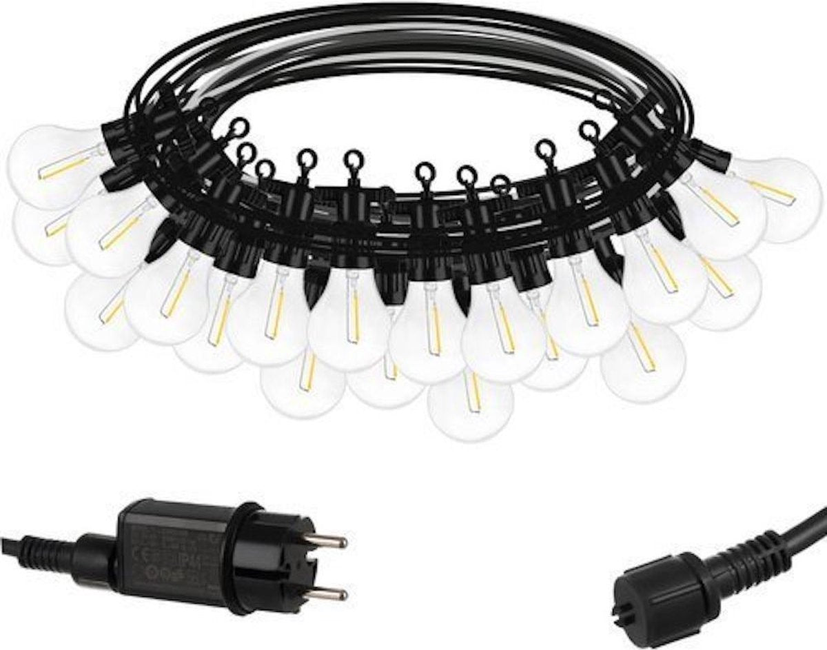 EASTWALL Lichtsnoer - Waterbestendig lichtsnoer voor buiten - Warm wit licht - Tuinlampjes - 10 meter prikkabel - Waterbestendig IP44 - Zwart