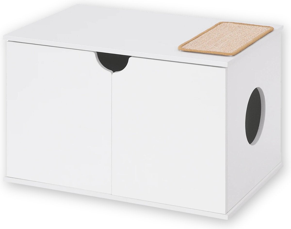 Regia Kattenbak Ombouw - Kattenhuis Kast met Krabmat - Kattenmeubel Verstelbaar - Hout 80x51x53 cm