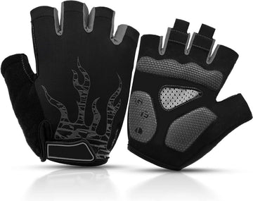 Fietshandschoenen, fietshandschoenen voor dames en heren, halve vingers, ademend, 5 mm SBR gel, schokdempend, antislip, MTB, mountainbike-handschoenen, uniseks