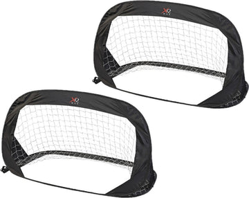 Set van 2x stuks pop-up voetbalgoals/voetbaldoelen 122 x 66 cm - Qx Max inklapbare/vouwbare voetbal doelen