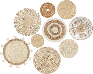Boho rotan bloem muur mand decor (bruin-B)
