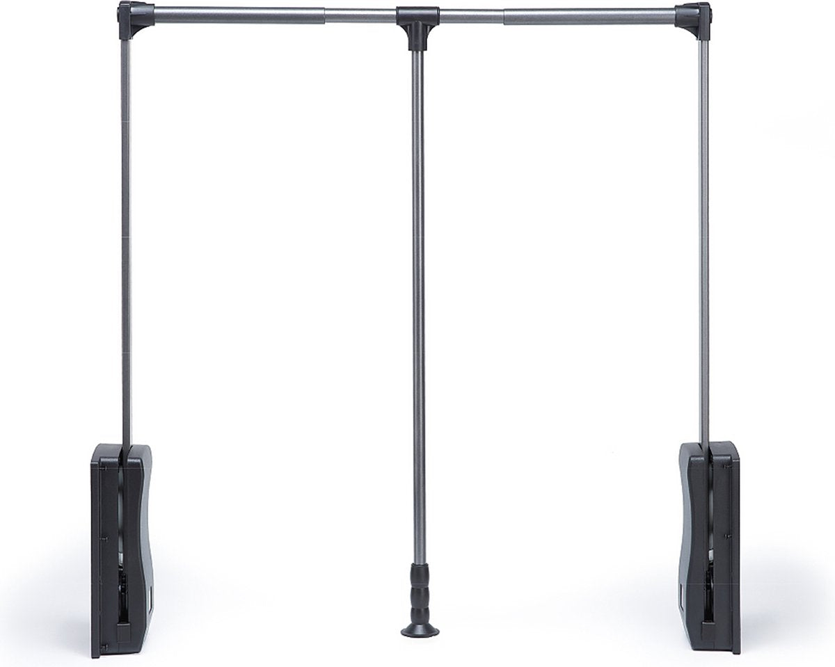 Milano Luxurious Kledinglift Kledingroede - Kledingstang extra stevig - verstelbare garderobelift - Zwart / Chroom - 60 tot 83cm Breed - Draaggewicht tot 15kg