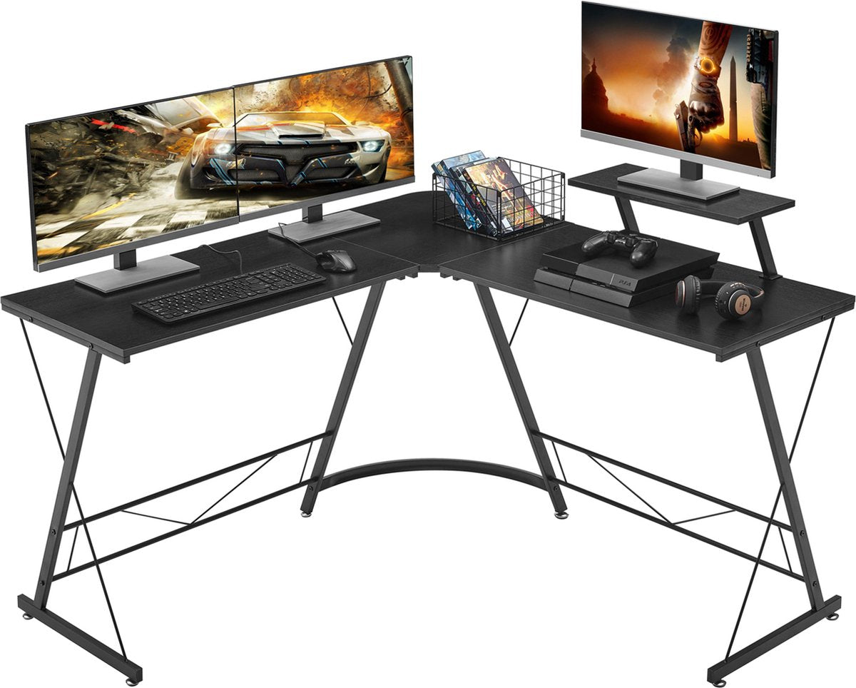Xergonomic hoekbureau - bureau - comfortabel bureau - game bureau- gaming bureau - mooi design - zwart