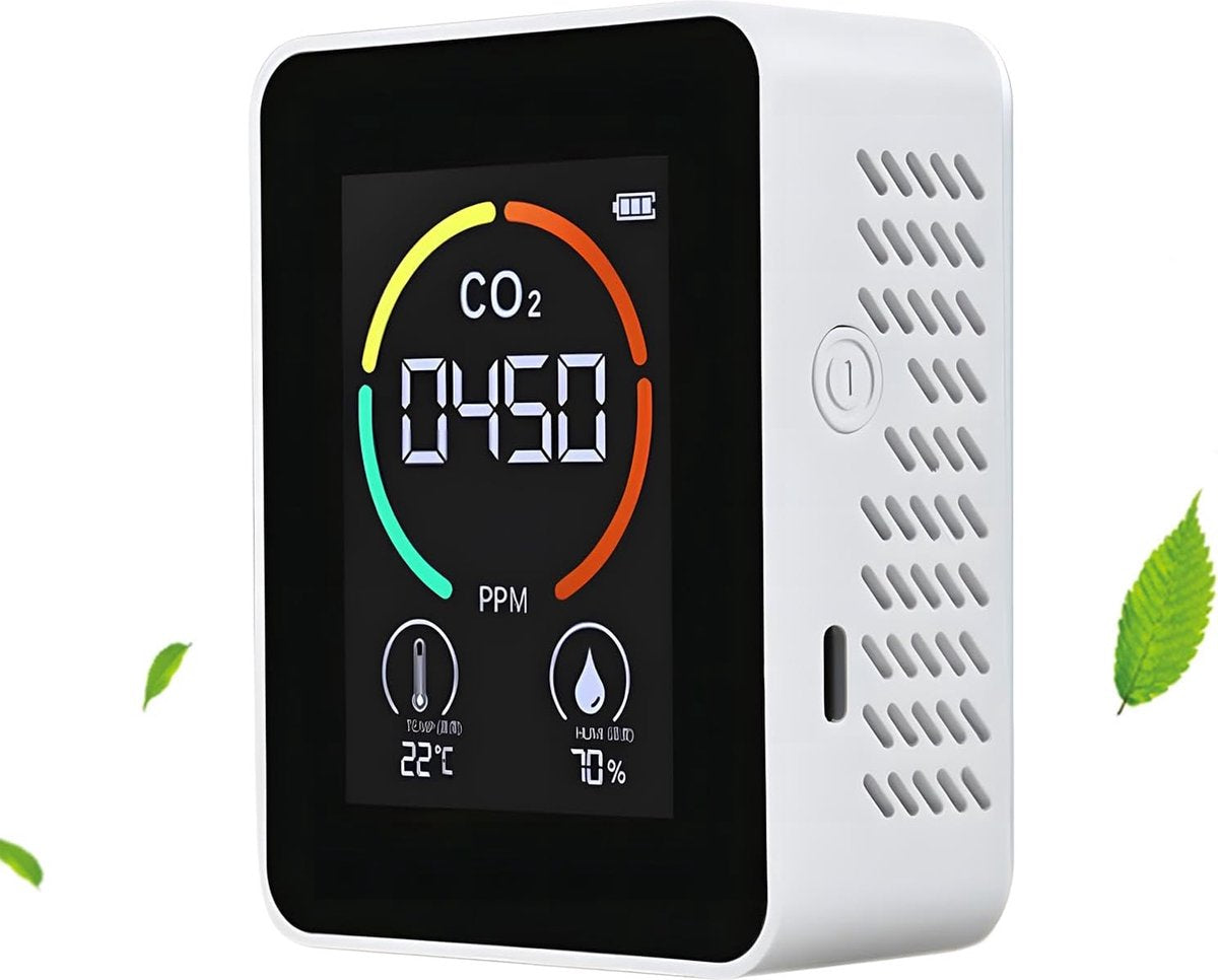 3-in-1 CO2-meter temperatuurvochtigheid luchtkwaliteitsmeter 400-5000 PPM - voor slaapkamer auto kantoor