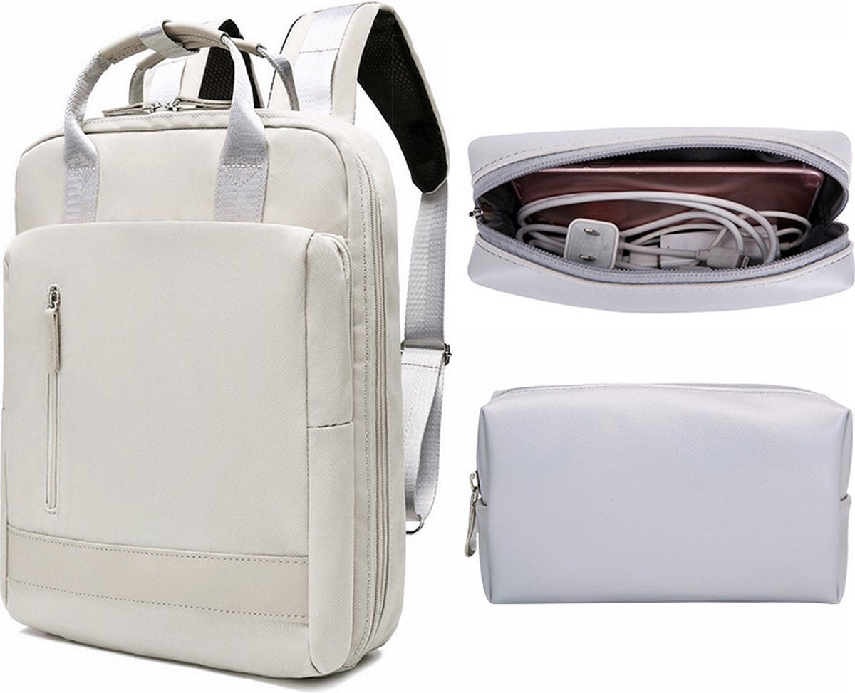 Laptoprugzak met elektronica-organizer, USB-oplaadpoort, geschikt voor 15,6 inch computer, waterdichte en slijtvaste rugzak voor school, reizen, werk