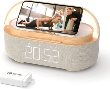 Radiowekker met draadloos opladen - Met bluetooth luidspreker - met USB oplader - Slimme wekker - Sluimerfunctie - Inclusief laadstation - LED-display