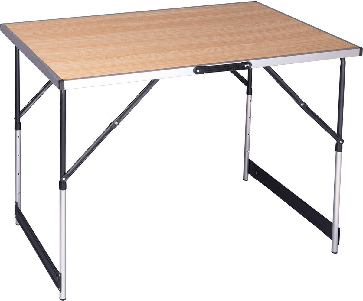 Klaptafel - Opklapbare Tafel - Campingtafel - Opvouwbaar - Kunststof - Vouwtafel - Kamperen - Licht Bruin
