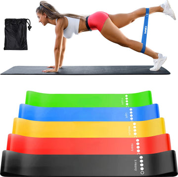 Sanbo Weerstandsbanden - set van 5 stuks - Extra sterk tot 18kg - 5 Kleuren - Incl. Opbergzakje - Resistance band set - Fitness Elastiek