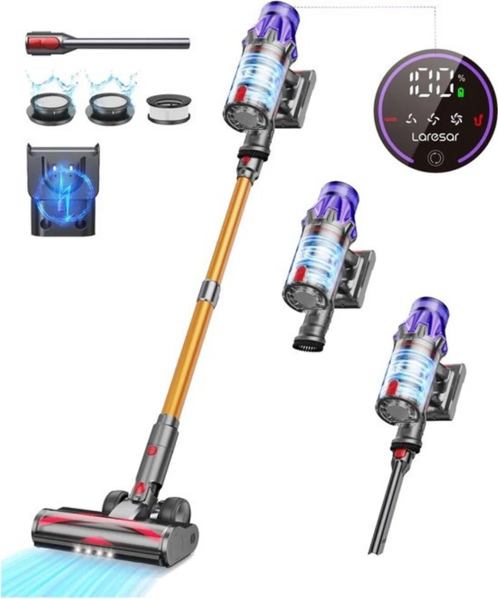 Laresar V7 - Stofzuiger Draadloos - Steelstofzuiger - Stofzuiger zonder zak - Steelstofzuiger draadloos - Vacuum Cleaner - Stofzuigers - Krachtige Draadloze Stofzuiger Zonder Zak V7 500W 50kpa