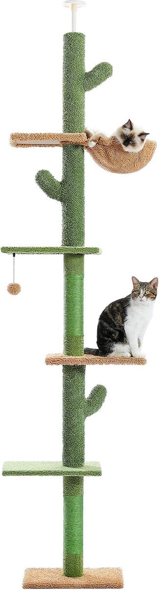 Krabpaal - verstelbaar hoogte - Kattenkrabpaal - Krabpaal voor katten - Kattenspeeltjes - Katten - 43L x 27B x 239-275H cm - Groen