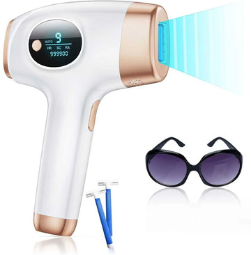 IPL Laser Ontharingsapparaat met 999.900 Flitsen - 9 Energielevels - Groot Behandeloppervlak 4 cm² - Pijnloze Haarverwijdering voor Mannen en Vrouwen - Inclusief Huidverjonging en Acnebehandeling - Geschikt voor Gezicht, Lichaam, Bikinilijn en Oksels