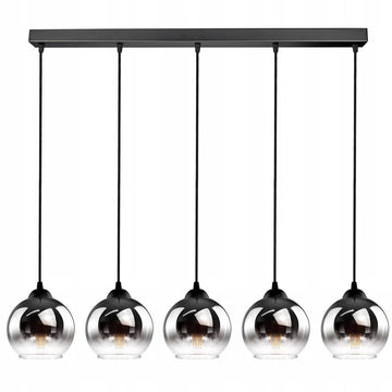Hanglamp Industrieel voor Woonkamer, Eetkamer - 5-lichts bollen - Smoke Grafiet Glas