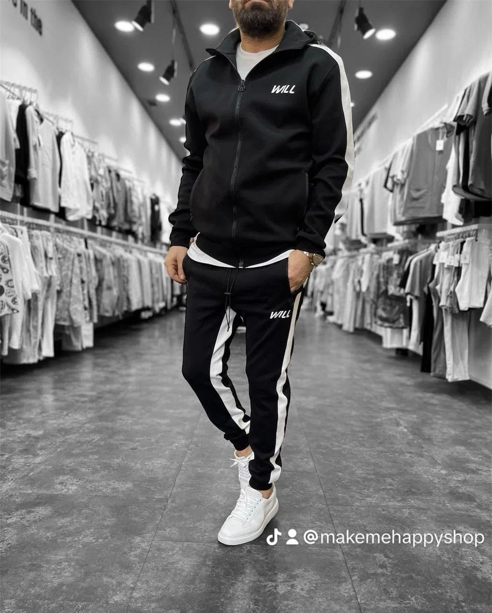 Trainingspak Herfst Winter Mannen Set Merk Sport Jasje + Broek 2 Stuks Set Fashion Casual Trainingspak Heren Kleding - L