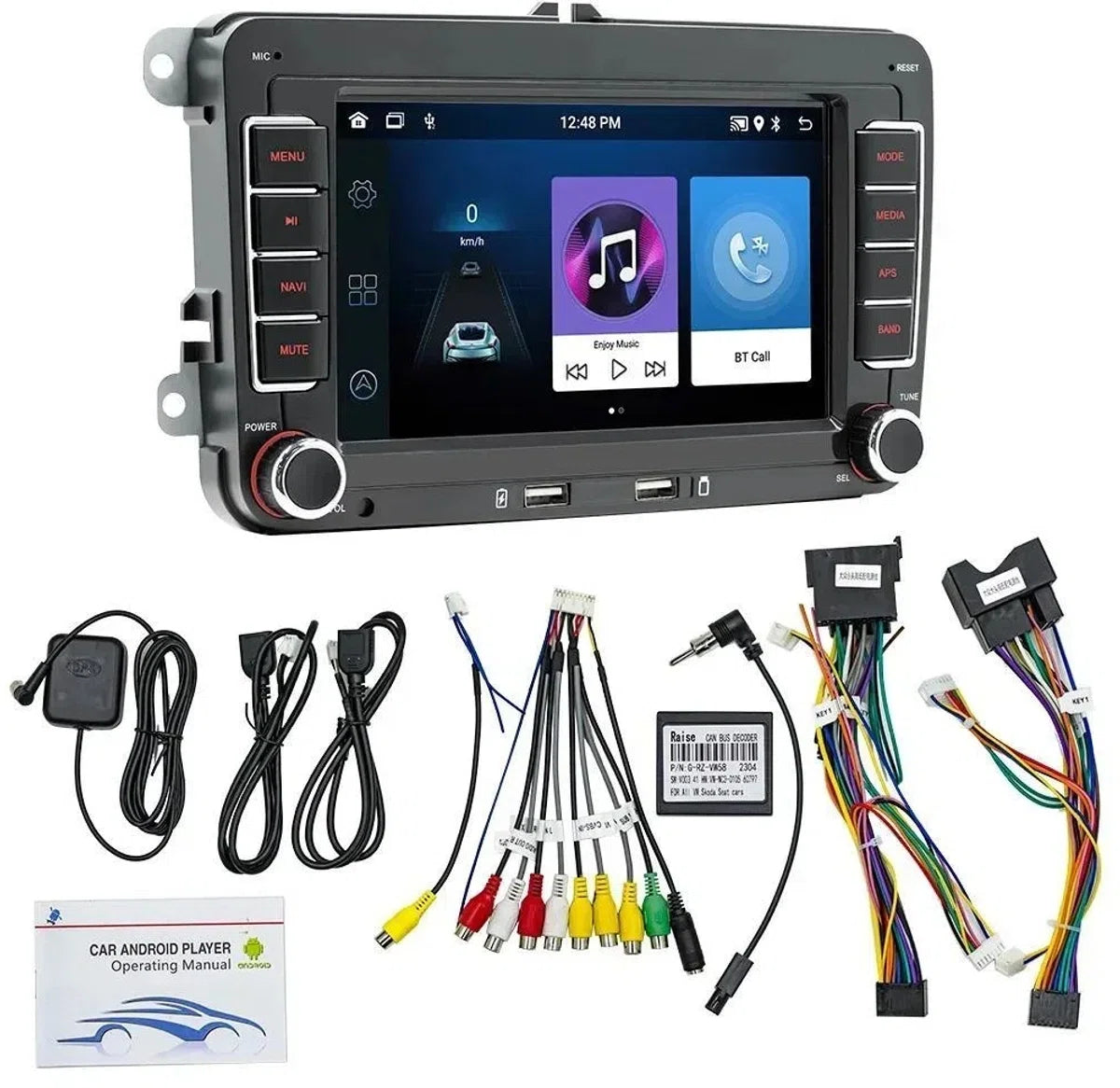 Autoradio - 2din - Apple Carplay - Android Auto - Voor Volkswagen Golf 5 6 Polo Passat B6 B7 Cc Skoda Jetta Universele Muiltmedia - Wifi Gps Navigatie - Achteruit Rij Camera