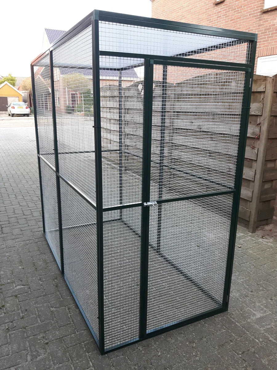 Kattenren - Kattenkooi - Kattenverblijf - Voliere - Konijnenren -Aluminium - Onderhoudsvrij - Afmeting 100 x 204 x 202cm.