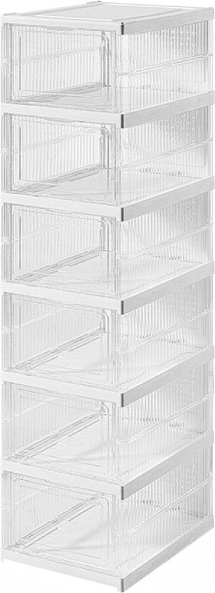 Schoenendoos - Schoenendoos transparant - Schoenenbox - Sneakerbox - Opbergdoos voor schoenen - Schoenenkast - Opbergdozen - Set van 6 - Opvouwbaar - Ademend - 34,5 x 25,5 x 20 cm - Model: 1158-6