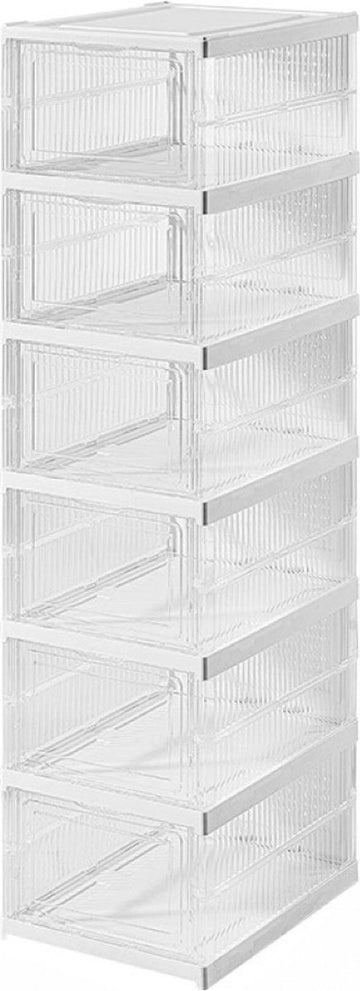 Schoenendoos - Schoenendoos transparant - Schoenenbox - Sneakerbox - Opbergdoos voor schoenen - Schoenenkast - Opbergdozen - Set van 6 - Opvouwbaar - Ademend - 34,5 x 25,5 x 20 cm - Model: 1158-6