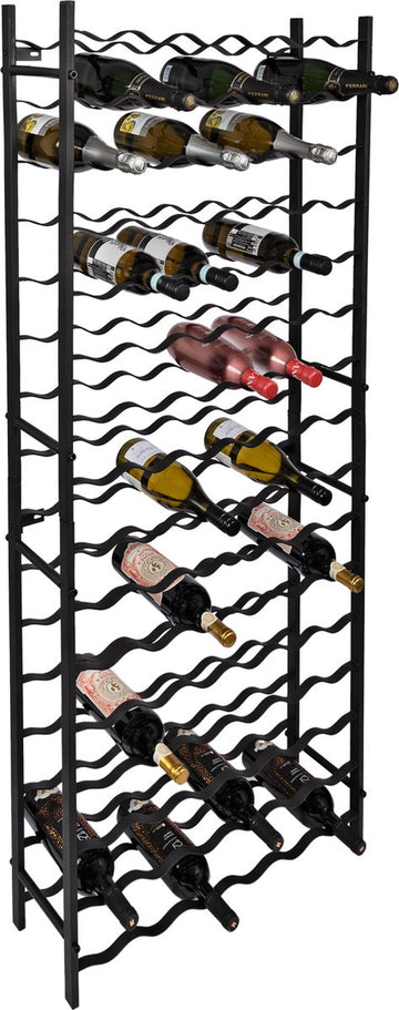 Eleganca Wijnrek – 157 x 64 x 22 cm – Wijnmeubel - Wijnrek hangend aan muur – Ruimte voor 96 flessen – Metaal – Flessenrek - Zwart