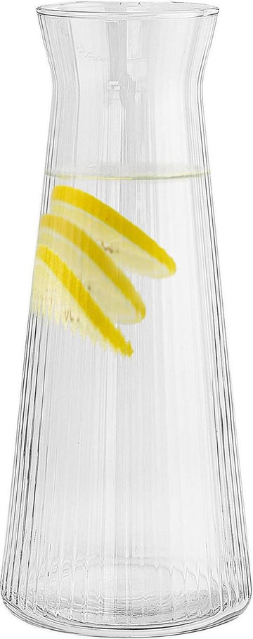 Waterkaraf - Water karaf Geribbeld Glas 1000 ml Serveerkaraf Met Lichgevende Knopvaas Lyra - Transparant