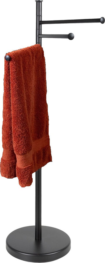 Eleganca Handdoekrek - H84 x B30 x Ø22 cm - Vrijstaand handdoekkenrek - 3-Arms Handdoekenhouder - Verstelbaar - Zwart