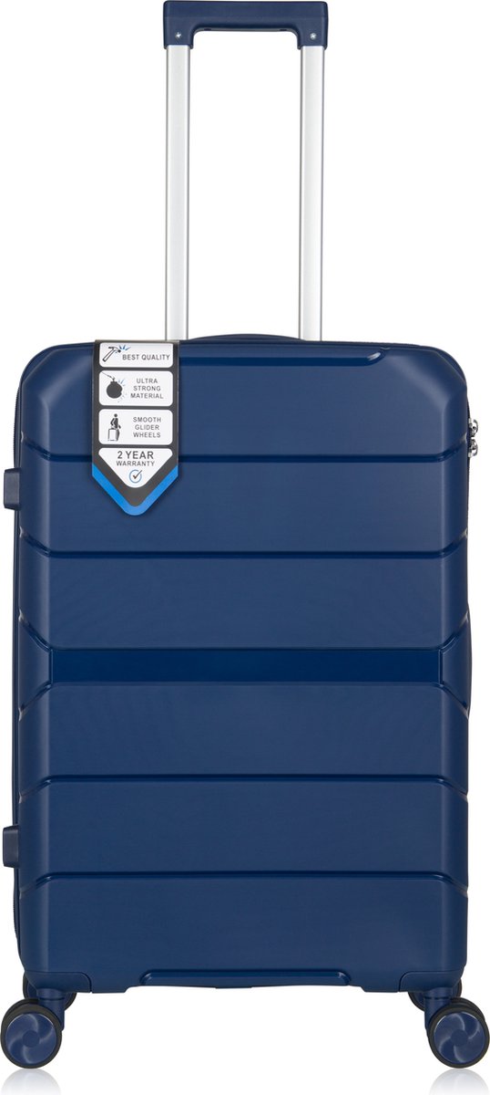 Traveller M-Series Reiskoffer 24' - 65L - 66x43x26 cm - Lichtgewicht Harde Koffer - Blauw - Met Ingebouwd TSA Slot - Voor Vliegtuig en Vakanties