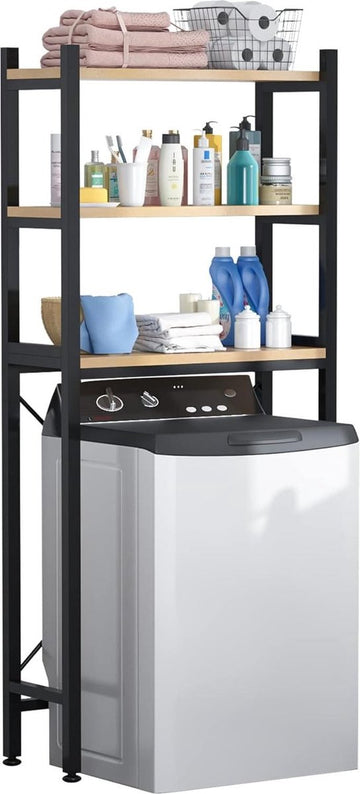 Over de Clamshell Wasmachine Opbergrek - Ruimtebesparend en multifunctioneel - Badkamer Opbergrek - Zwart Wasmachine rek