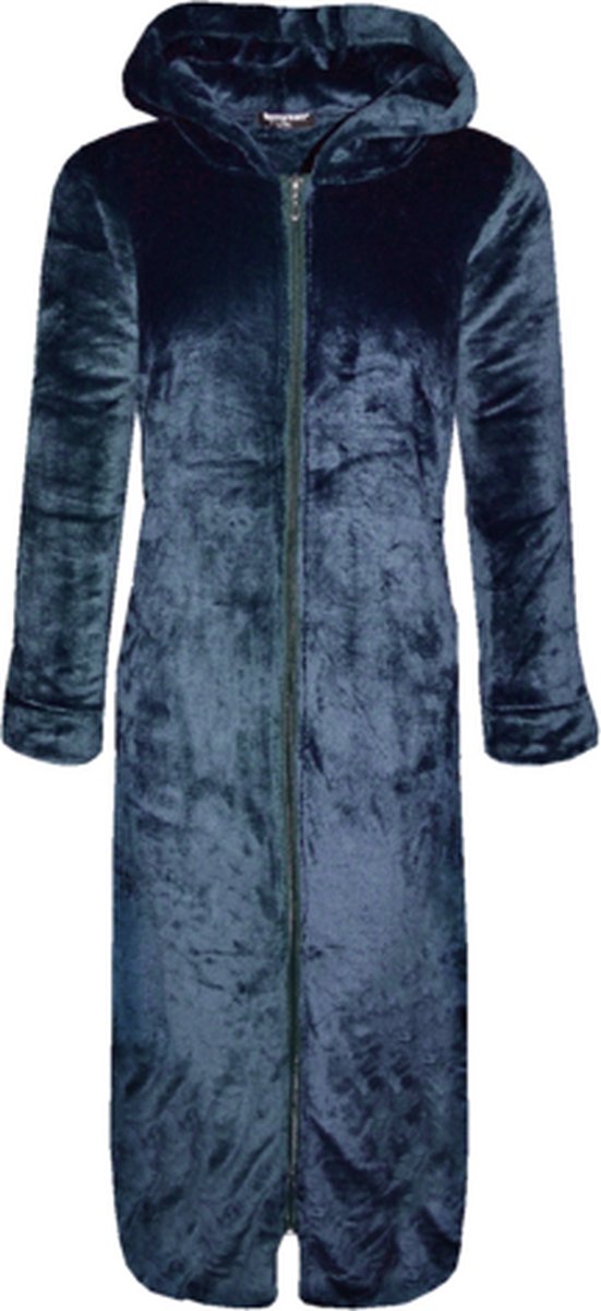 BENYSON® Fleece Badjas met Ritssluiting Extra Lang 8206 S/M donkerblauw