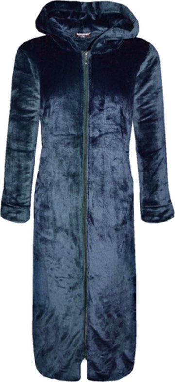 BENYSON® Fleece Badjas met Ritssluiting Extra Lang 8206 S/M donkerblauw