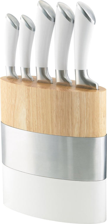 Richardson Sheffield - Fusion 5-Delige Messenset met Blok - Wit en Hout
