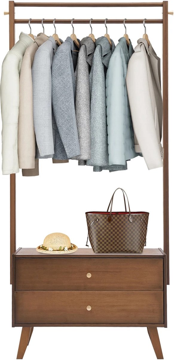 Decotopia - Kapstok - Garderobe - Rek - Met Lades - Kledingrek - Jassenhanger - 70 cm - Bruin