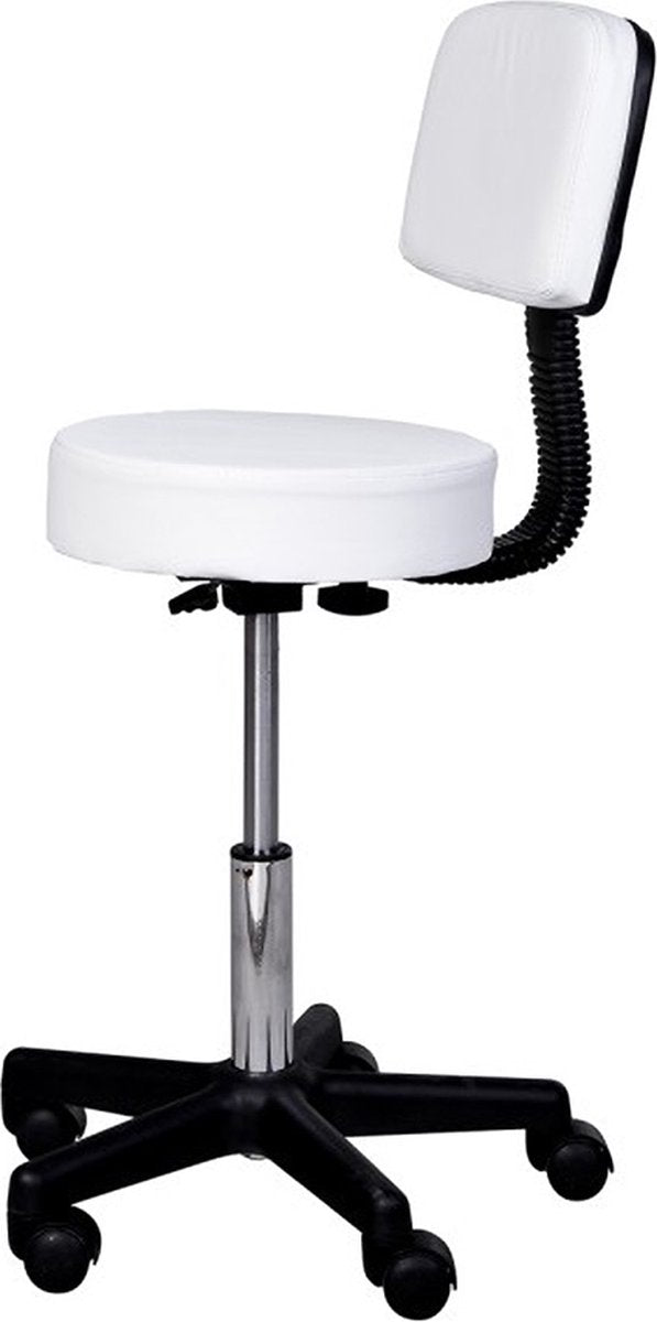 Tabouret comfort - Tabouret met rugleuning - Werkkruk - Draaikruk - Kapperskruk - In hoogte verstelbaar - Zwart