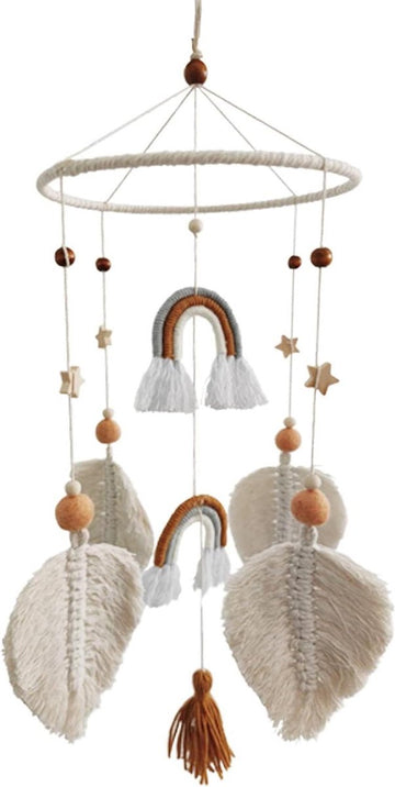 Baby mobiel met muziek - Windgong bladeren sterren windspel - Vilten ballen - Baby bedbel hanger - Voor jongens en meisjes baby mobiel met muziek
