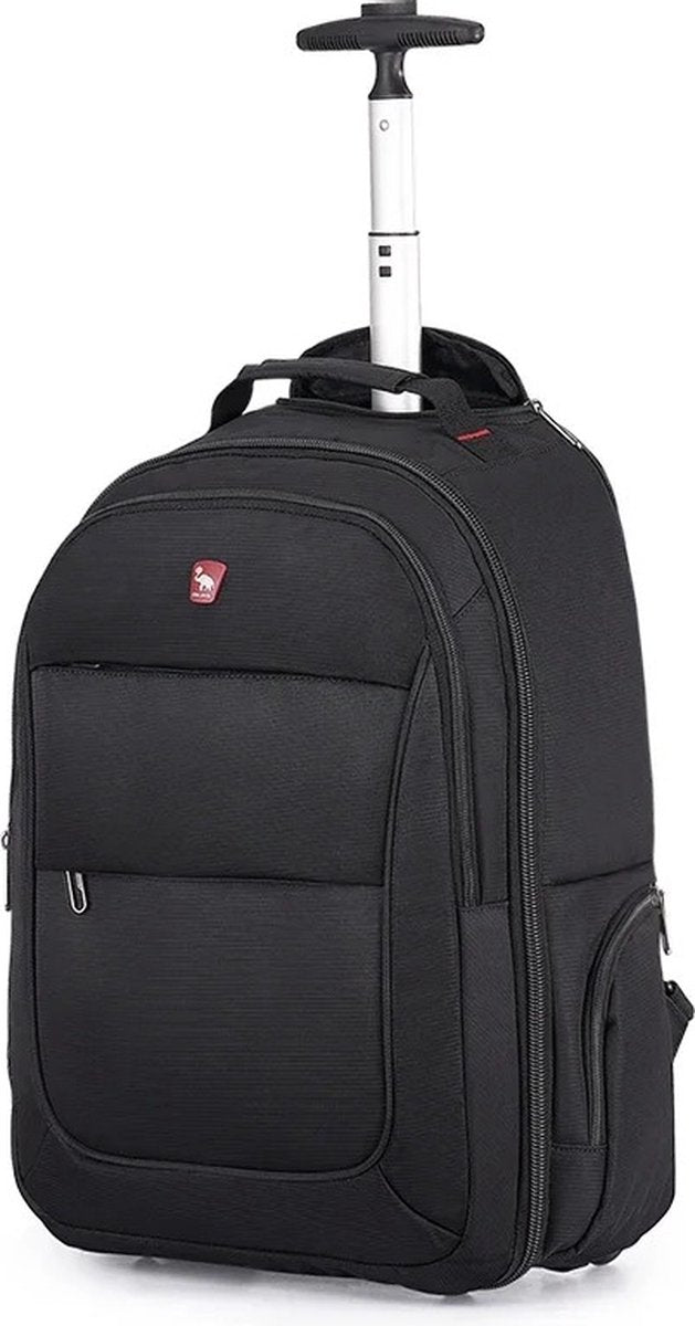 ByLoesje® Trolley Rugzak - Wieltjes - Handvat - Bagage - Zwart - Inhoud 29 liter - Laptopvak