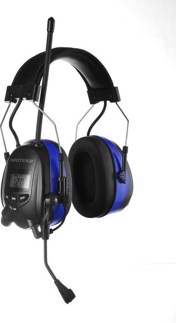 PROTEAR - Oplaadbare Oorkappen met Bluetooth FM/AM Digitale Radio - Externe microfoon - SNR 30dB - Blauw