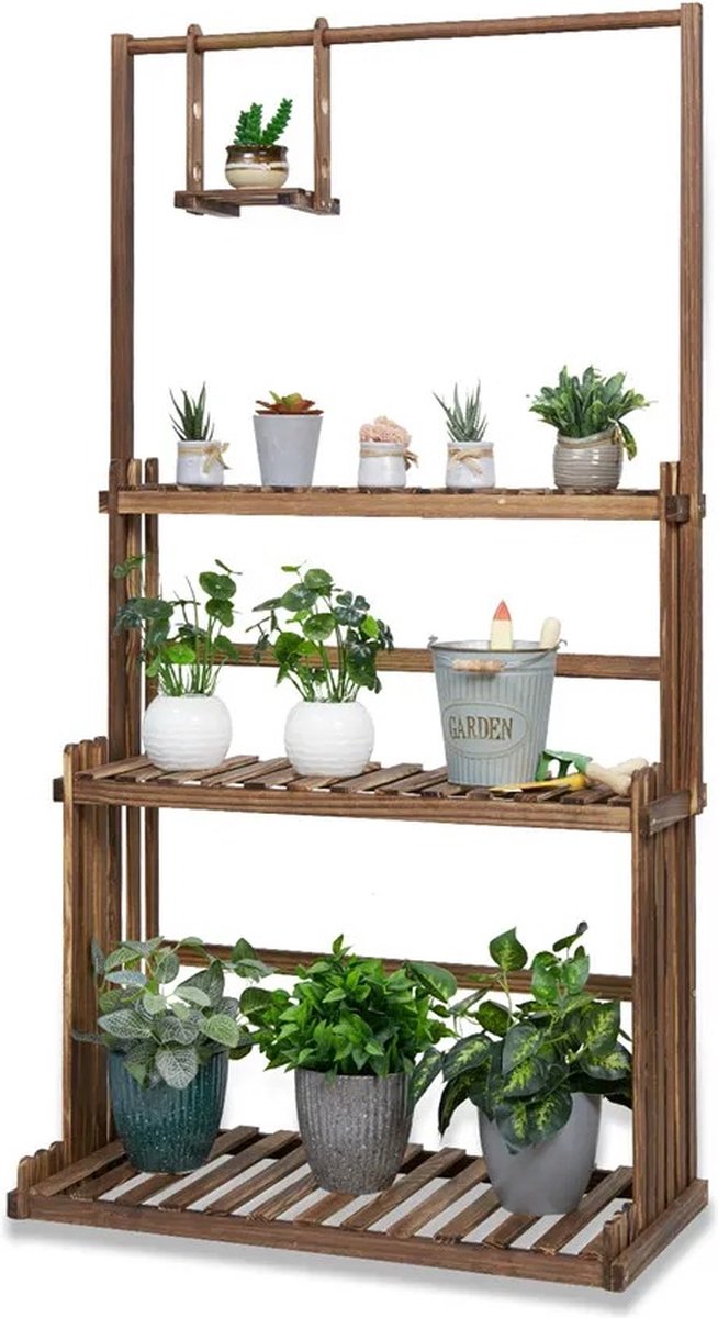 Gelaagde plantenstandaard - Plantenrek - Bloempot rek - Planten Etagere - 3 laags - Hout - 145cm hoog