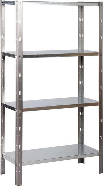 Opbergrek - Gegalvaniseerd metaal - 90 cm breed – 173 cm hoog - 4 legborden - 85 kg per legbord - Monteren zonder schroeven