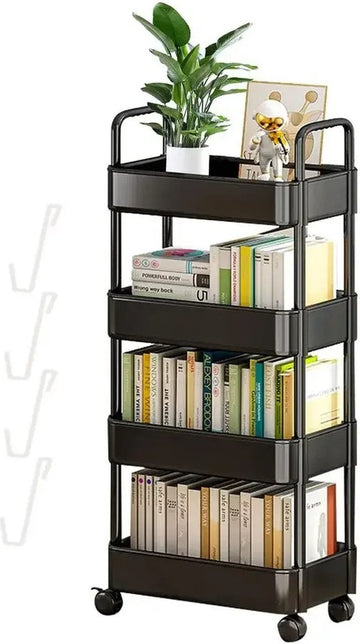 Bealive® Opbergrek - Keuken trolley - Karretje op wielen - Verplaatsbaar - Met wielen - Zwart - 37 x 25 x 98.5 cm