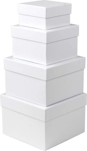 Rechthoekige opbergdoos met deksel, geschenkdoos, kartonnen dozen, opbergdozen, geschenkdoos voor geschenken, chocolade, knutselen, speelgoed, geschenkverpakking, 4-delige set