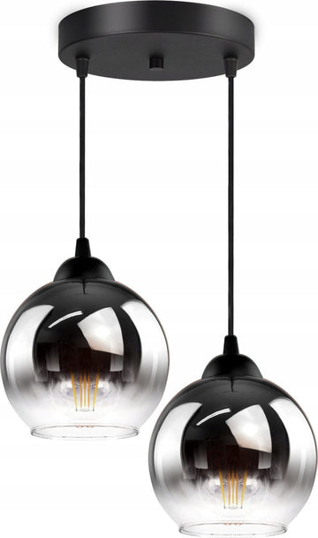 Hanglamp Industrieel voor Woonkamer, Eetkamer - Smoking Glas - 2-lichts - Smoke Glas - 2 bollen - Rookglas