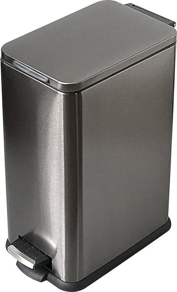 Trash Can 10 l soft close dust bin pedaal bin- retangular bin zwart L33X B 17 x H 38 cm met pedaalbediening