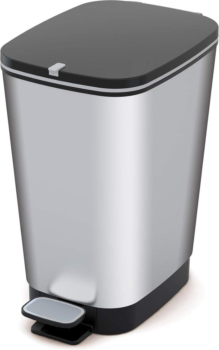 Afvalbak Chic 50 liter in Zilver, plastic, 29x44,5 x 60,5 cm, Made in Italy