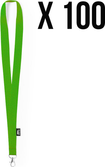 RPET keycord, 100 stuks - Lanyard - Sleutelkoord - Sleutelhanger - Sleutels - Pashouder - Badgehouder - Groen