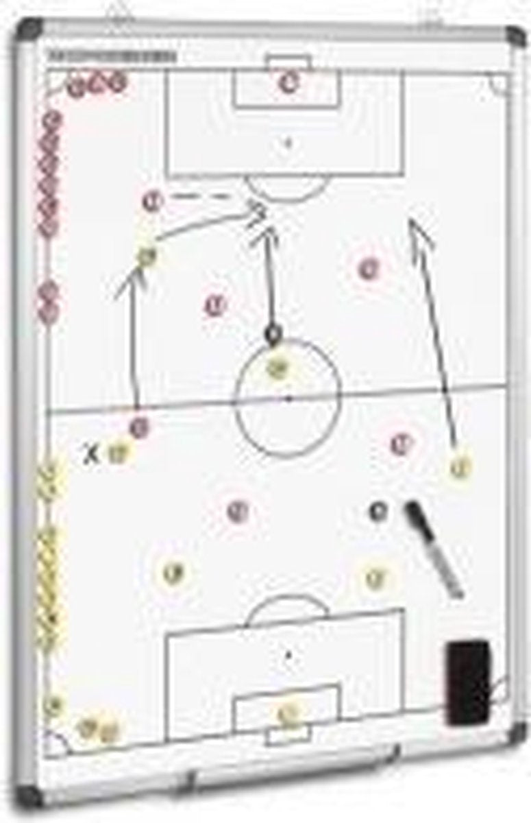 Coachbord voetbal - Tactiekbord - 120cm x 90cm - Met 2 sets genummerde magneten