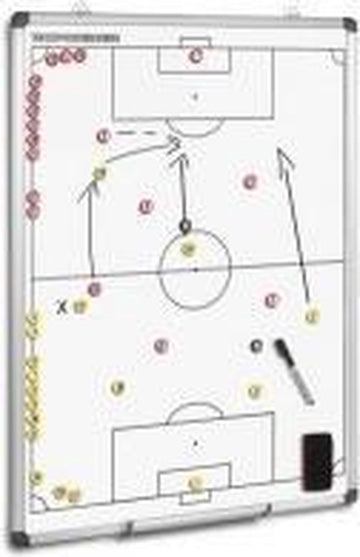 Coachbord voetbal - Tactiekbord - 120cm x 90cm - Met 2 sets genummerde magneten