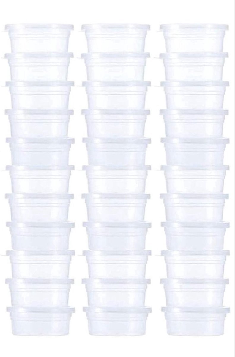 100 stuks plastic transparante bakjes met losse deksels voor saus, dips, salades en non-food. Voor restaurants, afhaalmaaltijden, catering, kunstwerken, enz. gemaakt van volledig gerecycled mono pp. (250 ml)