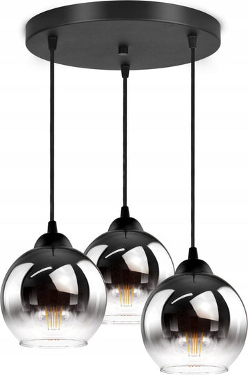 Hanglamp Industrieel voor Woonkamer, Eetkamer - Smoking Glas - 3-lichts - Smoke Glas - 3 bollen - Rookglas