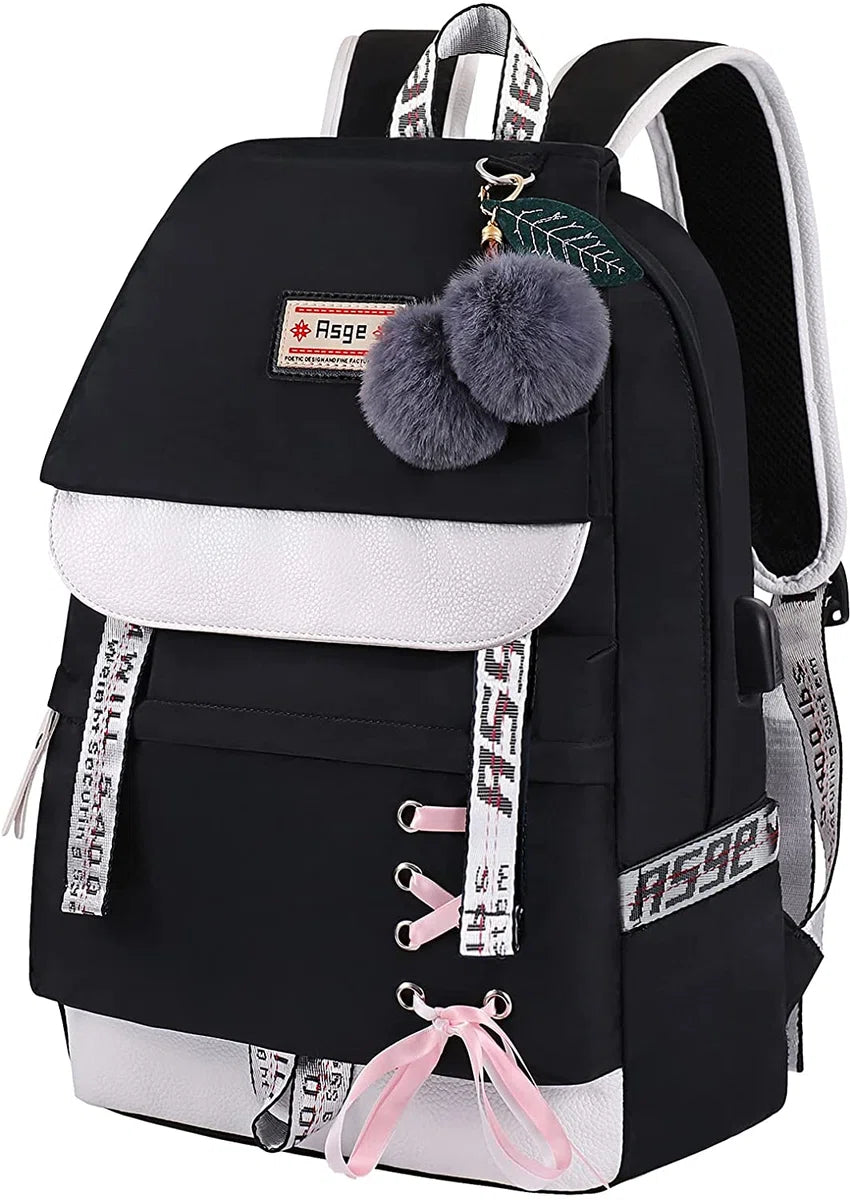 Rugtas - Rugzak - 25 Liter - Dames - School - Casual - USB - Vrouwen - Boekentas - USB - USB aansluiting - Zwart