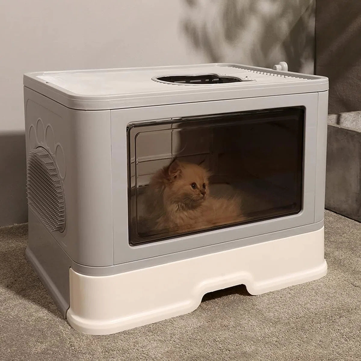 Kattentoilet met Kap - Grote Ingang - XXL Opvouwbare kattenbak - Schep - Kattenborstel - Geen Verspreiding van Geur en Strooisel